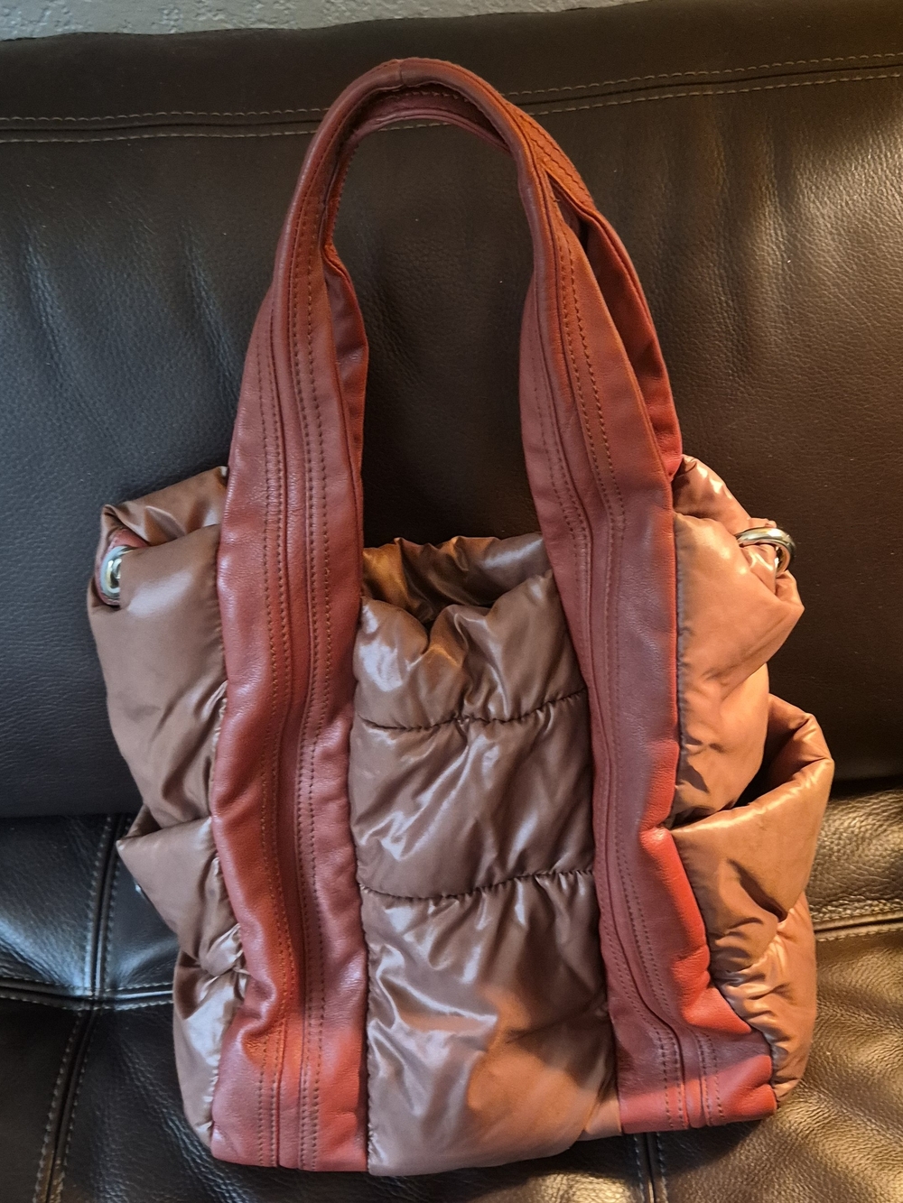 Stylish Brown & Rust Tote Bag - Women's Shoulder Handbag